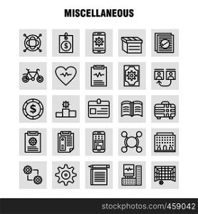 Miscellaneous Line Icons Set For Infographics, Mobile UX/UI Kit And Print Design. Include: Cog, Gear, Settings, Setting, Coin, Dollar, Money, Bag, Icon Set - Vector