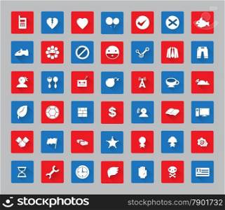 miscellaneous symbol icon set square frame and long shadow for web and mobile #03