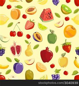 Miscellaneous vector fruits seamless pattern. Miscellaneous vector colored fruits seamless pattern background. Vector illustration