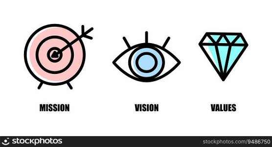 Mission target goal strategy concept. Corporate diamond. Vision eye business view pictogram design. Vector illustration. Eps 10. Stock image.. Mission target goal strategy concept. Corporate diamond. Vision eye business view pictogram design. Vector illustration. Eps 10.