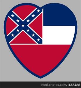 Mississippi Flag In Heart Shape vector illustration Eps 10. Mississippi Flag In Heart Shape Vector