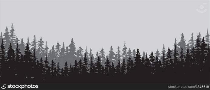 Mist valley. Trees silhouette. Nature landscape. Environment background. Decor art. Vector illustration. Stock image. EPS 10.. Mist valley. Trees silhouette. Nature landscape. Environment background. Decor art. Vector illustration. Stock image.