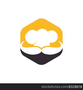 Mister Chef vector logo design template. Chef cap and mustache icon design. 