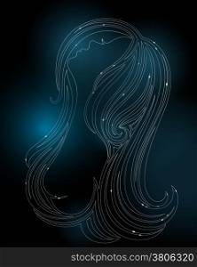 Misterious illustration of a young woman&#39;s glowing silhouette