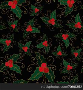 Mistletoe Christmas seamless background. Vector New Year wrapping paper or textile design. Mistletoe Christmas seamless background. Vector New Year wrapping paper or textile design.