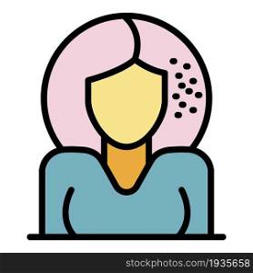 Mite on woman hair icon. Outline mite on woman hair vector icon color flat isolated. Mite on woman hair icon color outline vector