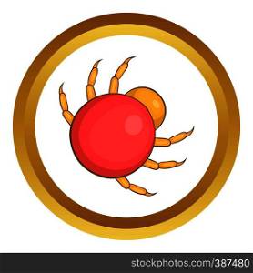 Mite parasite vector icon in golden circle, cartoon style isolated on white background. Mite parasite vector icon