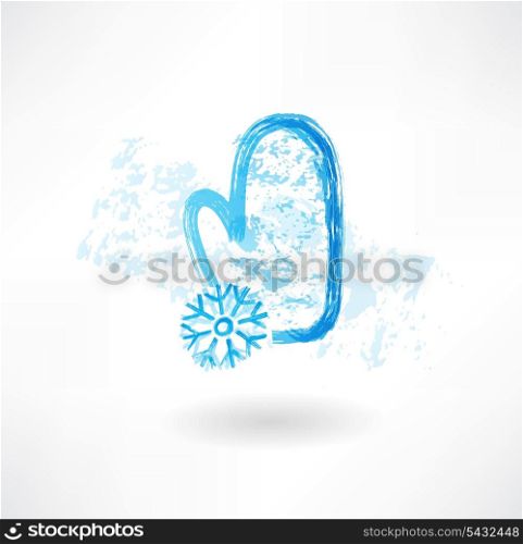 mitten and snowflake grunge icon