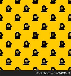 Mitten with white snowflake pattern seamless vector repeat geometric yellow for any design. Mitten with white snowflake pattern vector