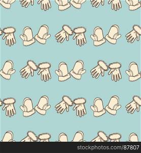 Mittens and gloves seamless pattern. Hand drawn mittens and gloves seamless pattern, vector illustration