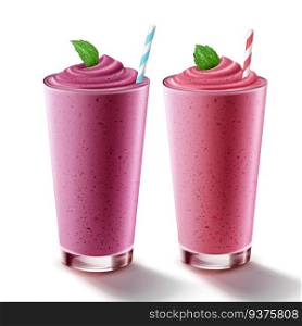 Mix berry smoothie in glass cup in 3d illustration. Mix berry smoothie in glass