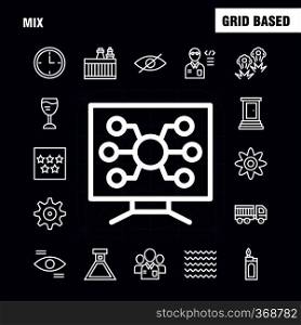 Mix Line Icons Set For Infographics, Mobile UX/UI Kit And Print Design. Include  Cog, Gear, Settings, Setting, Flask, Lab, Test, Tube, Icon Set - Vector