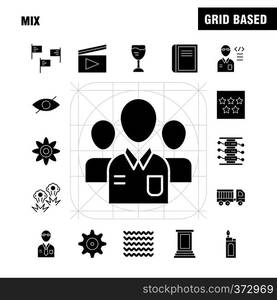 Mix Solid Glyph Icons Set For Infographics, Mobile UX/UI Kit And Print Design. Include: Cog, Gear, Settings, Setting, Flask, Lab, Test, Tube, Icon Set - Vector