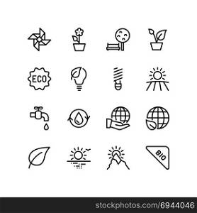 Mixed icon set of clean energy and nature