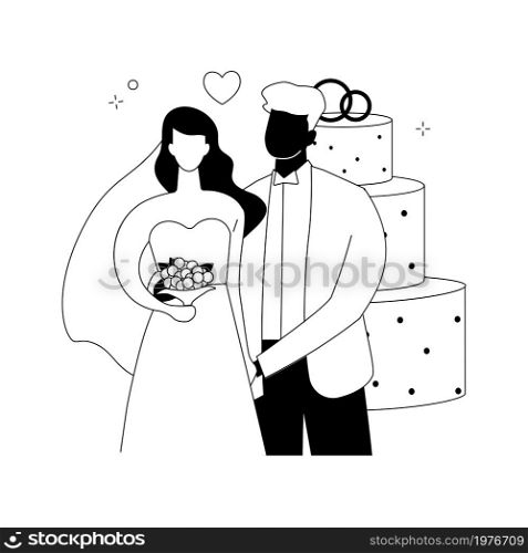 Mixed marriage abstract concept vector illustration. Interracial marriage, different races and religions, happy multiracial family, mixed couple, wedding day rings, traditional abstract metaphor.. Mixed marriage abstract concept vector illustration.