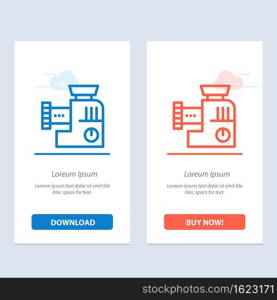 Mixer, Kitchen, Manual, Mix  Blue and Red Download and Buy Now web Widget Card Template