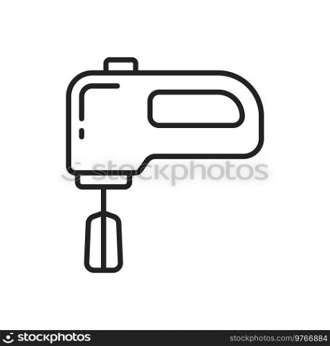 Mixer vector thin line icon. Kitchen appliances and household electronics, hand mixer sign. Mixer line icon, household kitchen appliances
