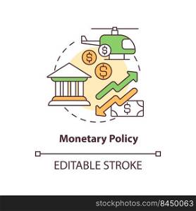 Mo≠tary policy concept icon. Central bank®ulations. Inflation cause abstract idea thin li≠illustration. Isolated outli≠drawing. Editab≤stroke. Arial, Myriad Pro-Bold fonts used. Mo≠tary policy concept icon