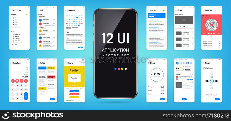 Mobil app interface. Ui, ux screen wireframe templates. Touchscreen ...