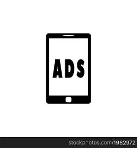 Mobile Advertising vector icon. Simple flat symbol on white background. mobile advertising icon