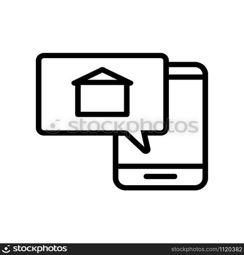 mobile alert about the sale of the building icon vector. A thin line sign. Isolated contour symbol illustration. mobile alert about the sale of the building icon vector. Isolated contour symbol illustration