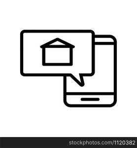 mobile alert about the sale of the building icon vector. A thin line sign. Isolated contour symbol illustration. mobile alert about the sale of the building icon vector. Isolated contour symbol illustration