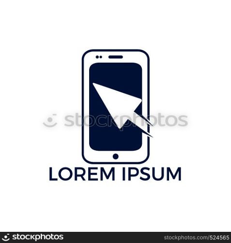 Mobile and Cursor Logo design. Online Phone logo design template. Mobile Touch logo template vector.