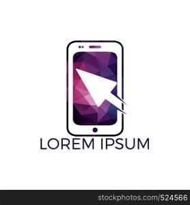 Mobile and Cursor Logo design. Online Phone logo design template. Mobile Touch logo template vector.