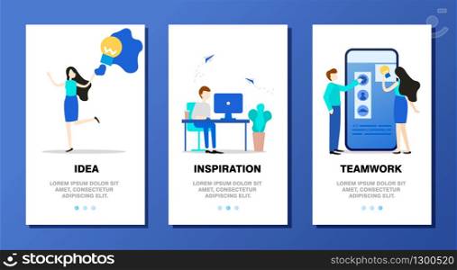Mobile app templates concept. From idea to embodiment. People create a mobile app. Vector illustration, flat design. Mobile app templates concept. From idea to embodiment.