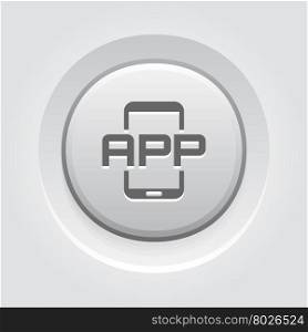 Mobile Application Icon. Mobile Application Icon. Mobile Devices and Services Concept Grey Button Design