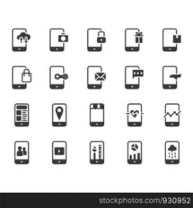 Mobile application icon set. Vector illustration