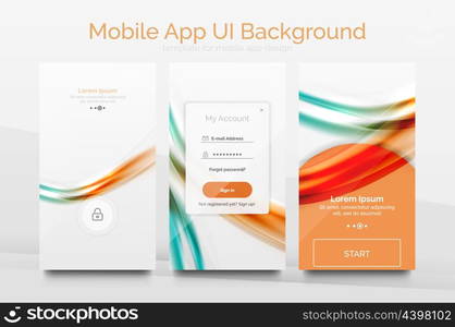 Mobile application interface background, user interface - UI. Smartphone screen mockup gui - wave pattern