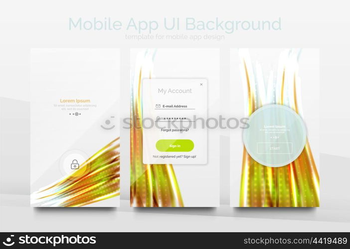 Mobile application interface background, user interface - UI. Smartphone screen mockup gui - wave pattern
