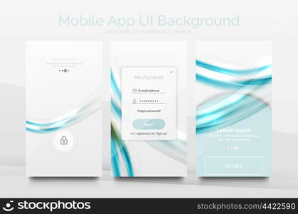 Mobile application interface background, user interface - UI. Smartphone screen mockup gui - wave pattern