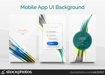 Mobile application interface background, user interface - UI. Smartphone screen mockup gui - wave pattern