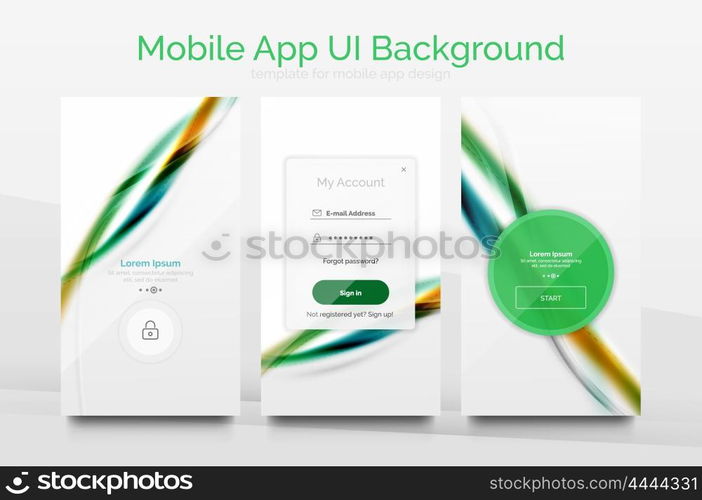 Mobile application interface background, user interface - UI. Smartphone screen mockup gui - wave pattern