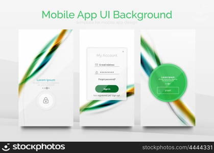 Mobile application interface background, user interface - UI. Smartphone screen mockup gui - wave pattern