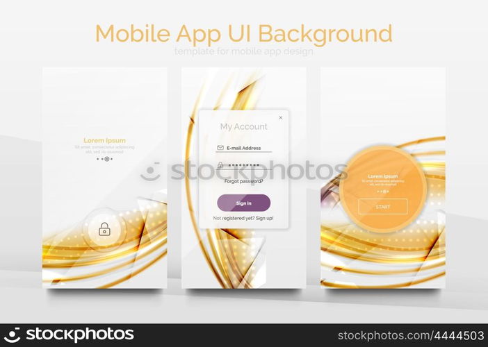 Mobile application interface background, user interface - UI. Smartphone screen mockup gui - wave pattern