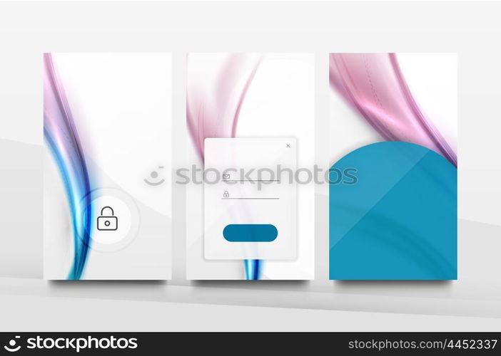 Mobile application interface background, user interface - UI. Smartphone screen mockup gui - wave pattern