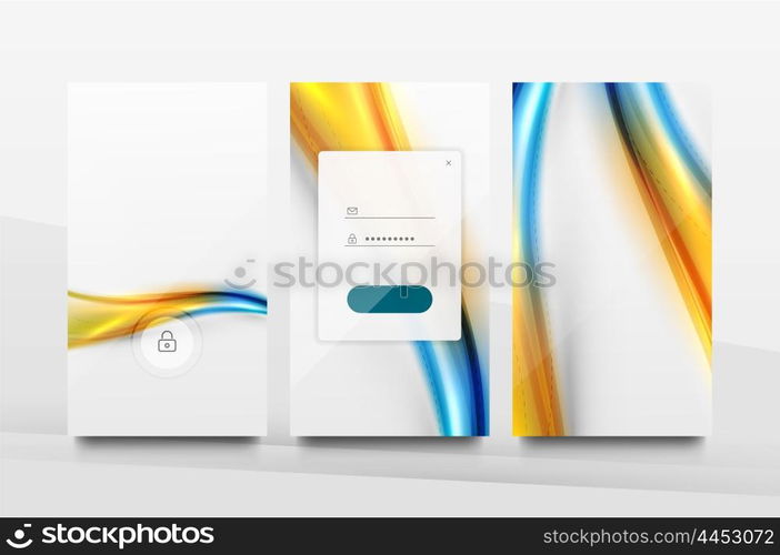 Mobile application interface background, user interface - UI. Smartphone screen mockup gui - wave pattern