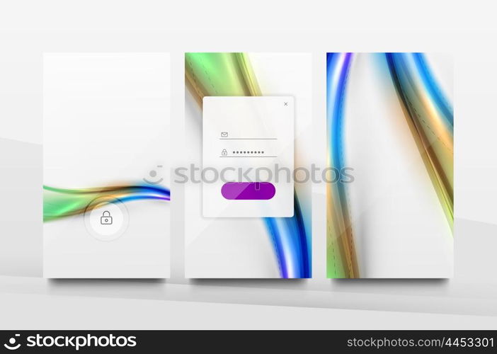 Mobile application interface background, user interface - UI. Smartphone screen mockup gui - wave pattern