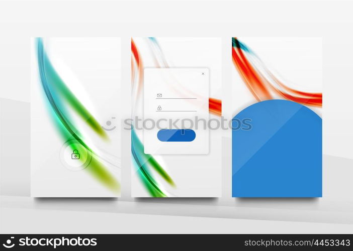 Mobile application interface background, user interface - UI. Smartphone screen mockup gui - wave pattern