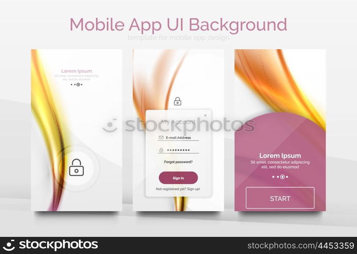 Mobile application interface background, user interface - UI. Smartphone screen mockup gui - wave pattern