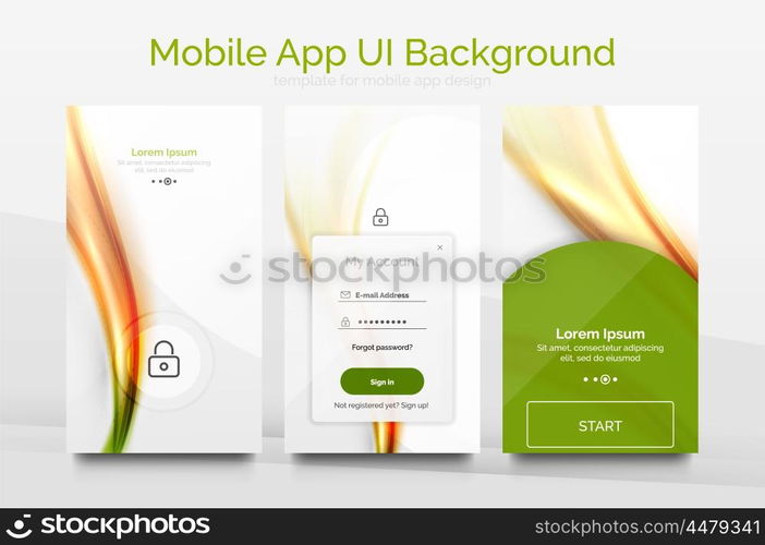 Mobile application interface background, user interface - UI. Smartphone screen mockup gui - wave pattern