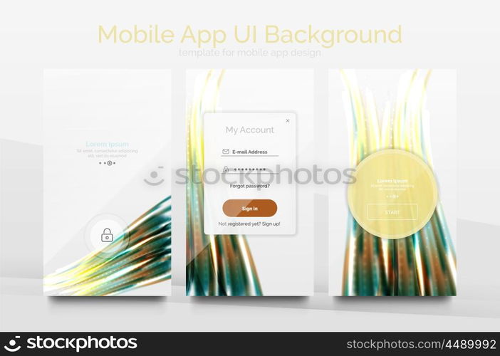 Mobile application interface background, user interface - UI. Smartphone screen mockup gui - wave pattern