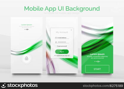 Mobile application interface background, user interface - UI. Smartphone screen mockup gui - wave pattern