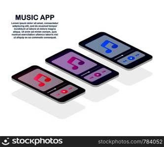 Mobile Application Interface. Music Player. Music app. Vector stock Illustration.