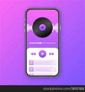 Mobile Application Interface. Music Player. Music app. Vector stock Illustration. Mobile Application Interface. Music Player. Music app. Vector stock Illustration.