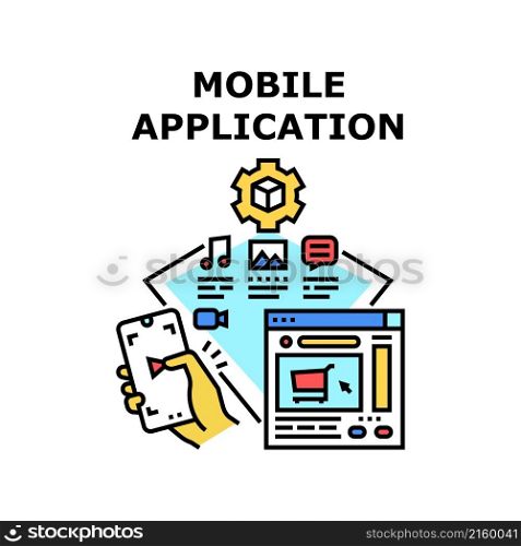 Mobile application phone app. ui web screen. interface smartphone. website vector concept color illustration. Mobile application icon vector illustration