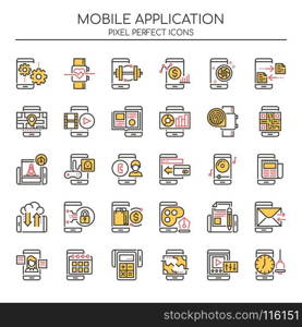 Mobile Application , Thin Line and Pixel Perfect Icons